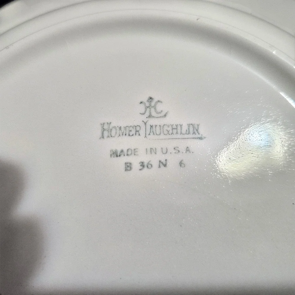 Homer Laughlin Floral Rim Soup Bowls Set of 2 Gold Trim Vintage USA